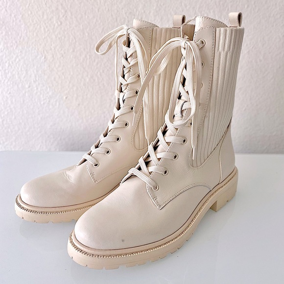 SAM EDELMAN “Lydell” Ivory Lug Sole Combat Boots - Picture 2 of 16